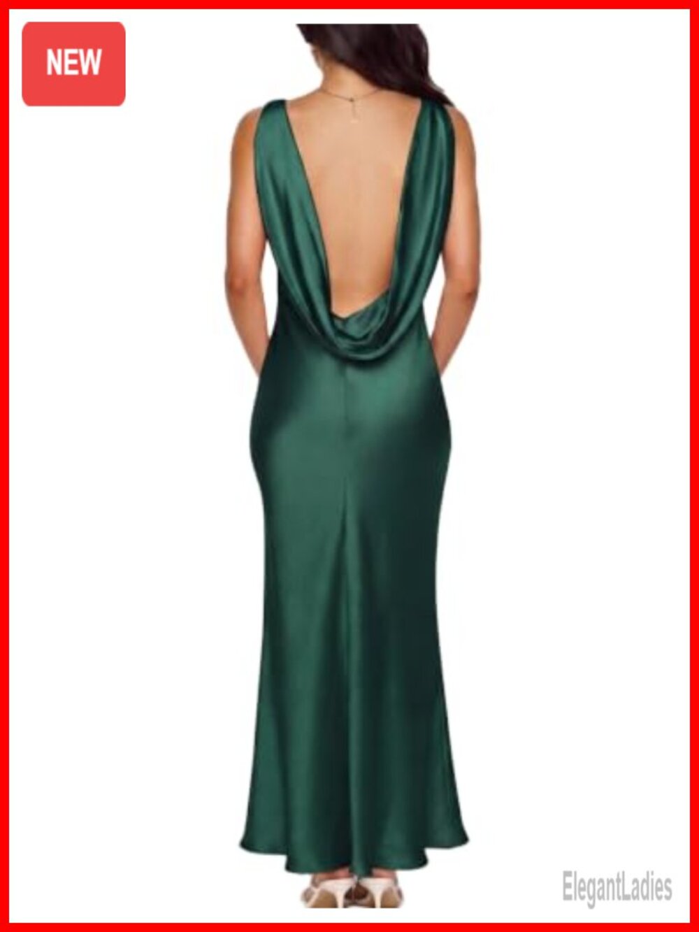 Satin Maxi Dress Boat Neck Backless Sleeveless Formal Wedding Guest Cocktail